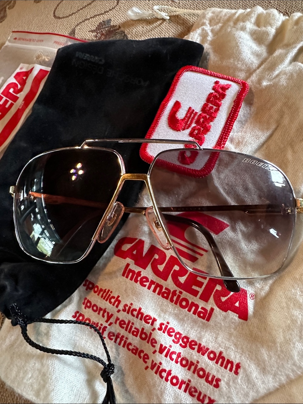 Vintage Boeing Carrera Gold and Silver Frame Sunglasses with Dark Lenses - Picture 8 of 8